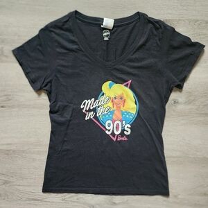 Mattel Women's Barbie 'Born in the 90's' Short Sleeve V-Neck Graphic Tee Small S